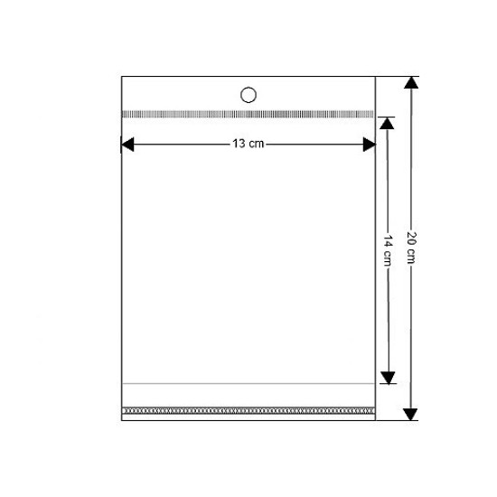 Torebki foliowe z paskiem klejącym i zawieszką 13x14 cm - Transparent (100 Sztuki) Torebki foliowe z paskiem klejącym i zawieszką 13x14 cm - Transparent (100 Sztuki)