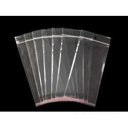 Torebki foliowe z paskiem klejącym i zawieszką 11x20 cm - Transparent (100 Sztuki)