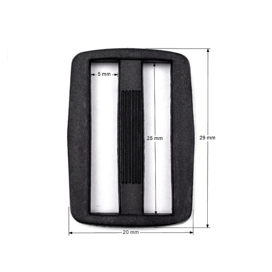 Ajustador deslizante de plástico tri-glide, ancho 15, 20, 25 mm - Negro (200 Piezas) Ajustador deslizante de plástico tri-glide, ancho 15, 20, 25 mm - Negro (200 Piezas)