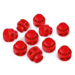 Stopery z dwiema dziurkami 13x15 mm okrągłe - Czerwony (10 Sztuki)