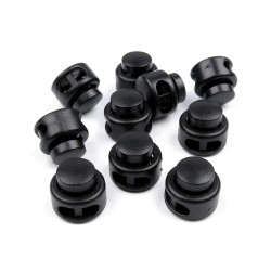 Stopery z dwiema dziurkami 13x15 mm okrągłe - Czarny (10 Sztuki)