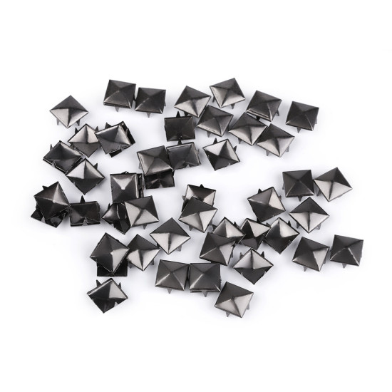 Ćwieki ze stali nierdzewnej 12x12mm piramidki - Czarny nikiel (50 Sztuki) Ćwieki ze stali nierdzewnej 12x12mm piramidki - Czarny nikiel (50 Sztuki)