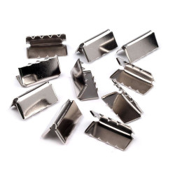 Metal crimp end /  end tip for flat cord, width 20 mm - Nickel (100 Pieces)