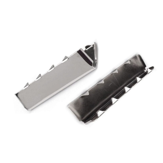 Metal crimp end / end tip for flat cord, width 30 mm - Nickel (10 Pieces) Metal crimp end / end tip for flat cord, width 30 mm - Nickel (10 Pieces)