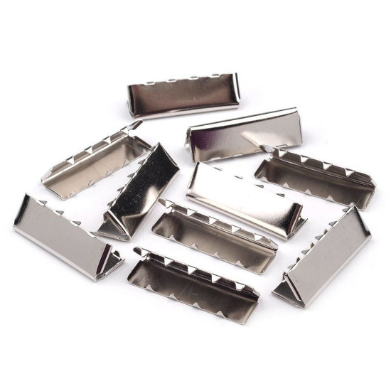 Metal crimp end / end tip for flat cord, width 30 mm - Nickel (10 Pieces) Metal crimp end / end tip for flat cord, width 30 mm - Nickel (10 Pieces)