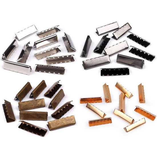 Metal crimp end / end tip for flat cord, width 40 mm - Nickel (10 Pieces) Metal crimp end / end tip for flat cord, width 40 mm - Nickel (10 Pieces)