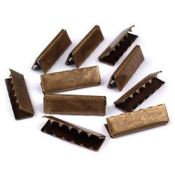 Metal crimp end /  end tip for flat cord, width 40 mm - Vintage brass (10 Pieces)