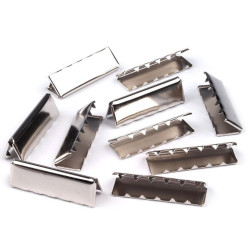 Metal crimp end /  end tip for flat cord, width 40 mm - Nickel (10 Pieces)