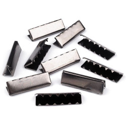 Metal crimp end /  end tip for flat cord, width 40 mm - Black nickel (10 Pieces)