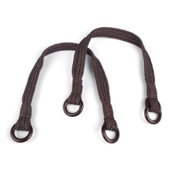 Braided purse / handbag handle with rings length 54 cm - Darkbrown (2 Pieces)