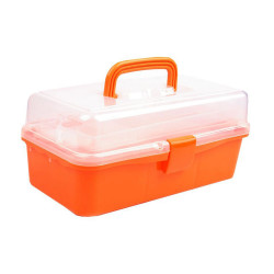 Boîte de rangement en plastique, 20 x 33 x 15 cm - Orange (1 Pièce)