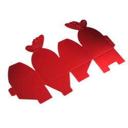 Boîte à dragées de mariage en papier, papillon - Rouge (12 Pièces)