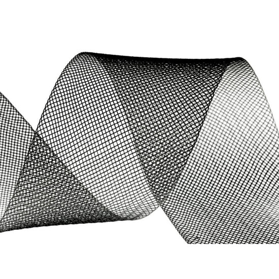 Krynolina modniarska do usztywnienia sukienek i wyrobu fascynatorów szerokość 4,5 cm - Czarny (20 Metry) Krynolina modniarska do usztywnienia sukienek i wyrobu fascynatorów szerokość 4,5 cm - Czarny (20 Metry)