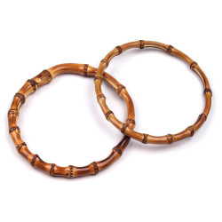 Bamboo handle for purses / handbags ø15 cm - Bamboo dark (2 Pieces)