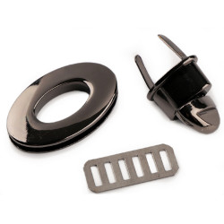 Zapięcie do torebki 23x37mm obrotowe - Czarny nikiel (1 Zestaw)