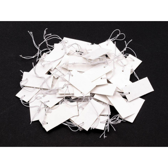 Cenówka papierowa / metka 18x36 mm z gumką - White (1000 Sztuki) Cenówka papierowa / metka 18x36 mm z gumką - White (1000 Sztuki)