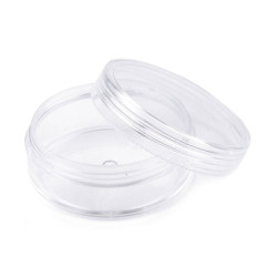 Barattolo in plastica, trasparente, dimensioni: 5 x 2, cm con coperchio a vite - Trasparente (6 Pezzi)