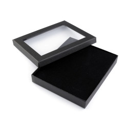 Pudełko z okienkiem wyściełane 16x19 cm - Czarny (1 Sztuka)