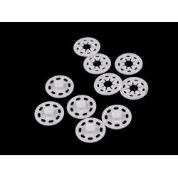 Felvarrható műanyag patent / összenyomható gomb ø25 mm - Fehér (30 Párok)