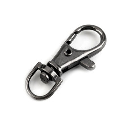 Karabińczyk metalowy z krętlikiem, otwór do przewlekania 10 mm - Czarny nikiel (20 Sztuki)