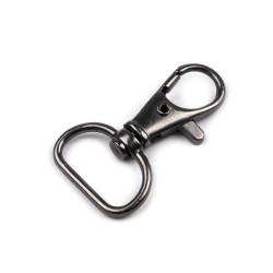 Karabińczyk metalowy z krętlikiem, otwór do przewlekania 18 mm - Czarny nikiel (100 Sztuki)