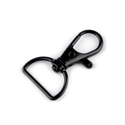 Karabińczyk metalowy z krętlikiem, otwór do przewlekania 18 mm - Czarny (100 Sztuki)