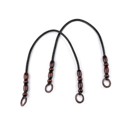 Braided handles for purses / handbags length 70-78 cm - Black (2 Pieces)