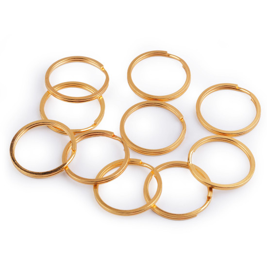 Anneau de porte-clés, ø 30 mm, plat - Métal doré (10 Pièces) Anneau de porte-clés, ø 30 mm, plat - Métal doré (10 Pièces)