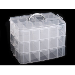 Plastic beads box 18x24x16 cm with handle - Transparent (1 Piece)