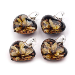 Zawieszka szklana serce 21x21 mm - Vanilla ice (1 Sztuka)