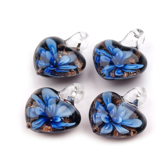 Zawieszka szklana serce 21x21 mm - Fioletowy (100 Sztuki) Zawieszka szklana serce 21x21 mm - Fioletowy (100 Sztuki)