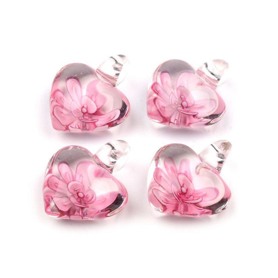 Zawieszka szklana serce 21x21 mm - Fioletowy (100 Sztuki) Zawieszka szklana serce 21x21 mm - Fioletowy (100 Sztuki)