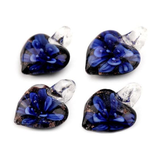 Zawieszka szklana serce 21x21 mm - Fioletowy (100 Sztuki) Zawieszka szklana serce 21x21 mm - Fioletowy (100 Sztuki)