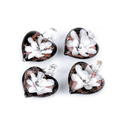 Zawieszka szklana serce 21x21 mm - White (1 Sztuka)