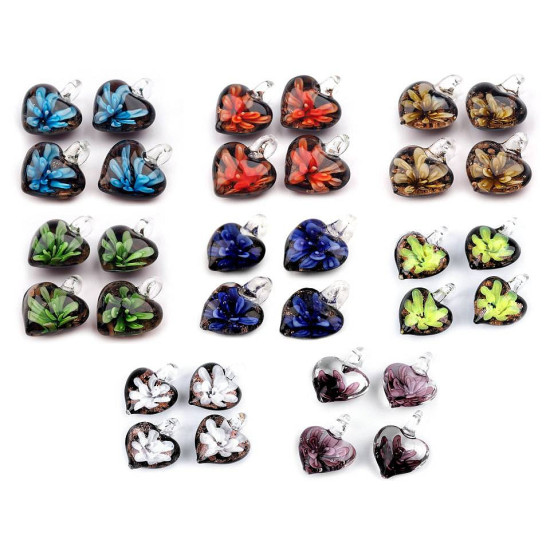 Zawieszka szklana serce 21x21 mm - Fioletowy (100 Sztuki) Zawieszka szklana serce 21x21 mm - Fioletowy (100 Sztuki)