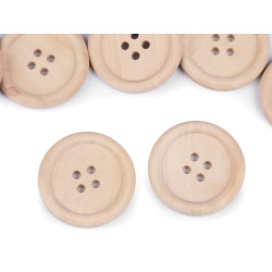 Wooden buttons size 48' - Natural light (10 Pieces)