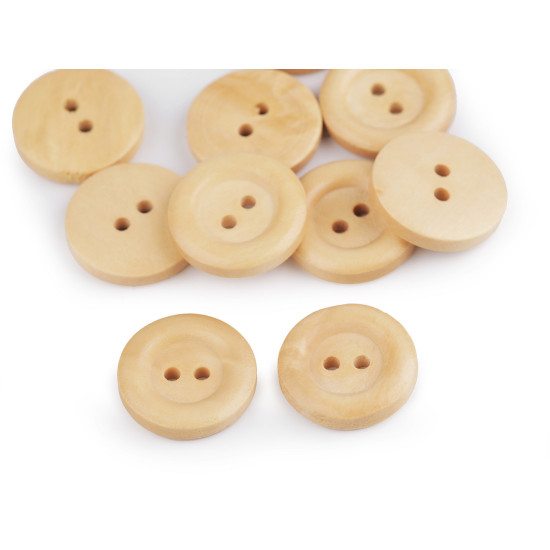 Wooden buttons size 20', 24', 28', 30', 32' - Natural medium (10 Pieces) Wooden buttons size 20', 24', 28', 30', 32' - Natural medium (10 Pieces)