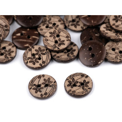 Coconut button, size  24' flower - Natural medium (10 Pieces)