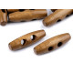 Wooden toggle button 12x40 mm - Red-brown (10 Pieces)