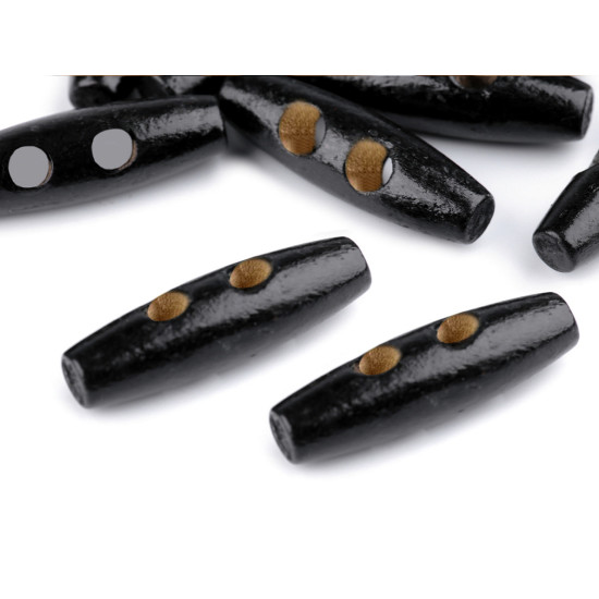 Wooden toggle button 12x40 mm - Red-brown (10 Pieces)
