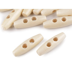 Wooden toggle button 12x40 mm - Natural light (10 Pieces)