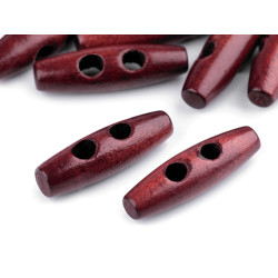 Wooden toggle button 12x40 mm - Red-brown (10 Pieces)