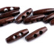 Wooden toggle button 12x40 mm - Red-brown (10 Pieces)