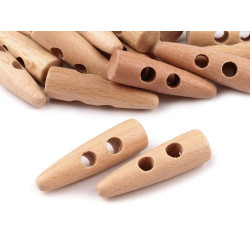 Wood horn toggle button 10x40 mm - Ivory (10 Pieces)