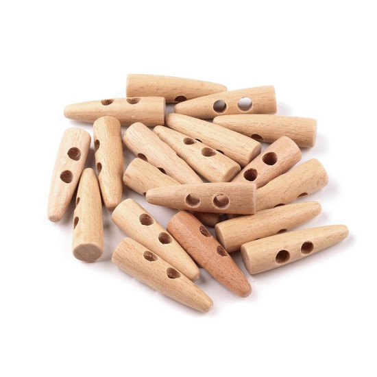 Wood horn toggle button 10x40 mm - Ivory (20 Pieces)