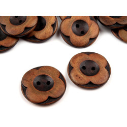 Wooden bloom button 40' - Brown natural (10 Pieces)