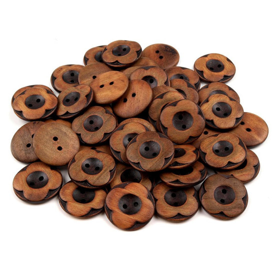 Wooden bloom button 40' - Brown natural (10 Pieces) Wooden bloom button 40' - Brown natural (10 Pieces)