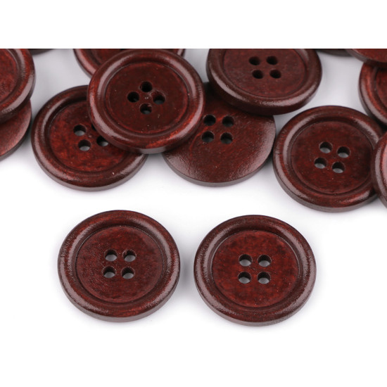 Wooden button size 40' 4-hole - Cherry (10 Pieces)