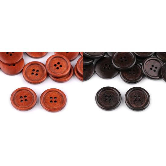 Wooden button size 40' 4-hole - Cherry (10 Pieces)