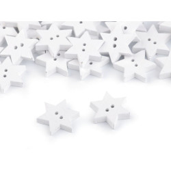 Guzik drewniany dekoracyjny gwiazda - White (10 Sztuki)